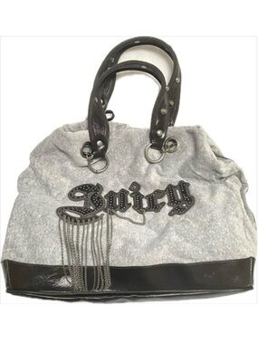 Y2K Juicy Couture Daydreamer Velour Bag Vintage Gray Gothic Logo Heart Charm NWT